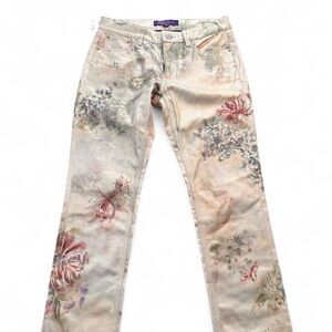 Ralph Lauren Purple Label Floral 160 Denim Slim Jeans Hand Painted Size 29